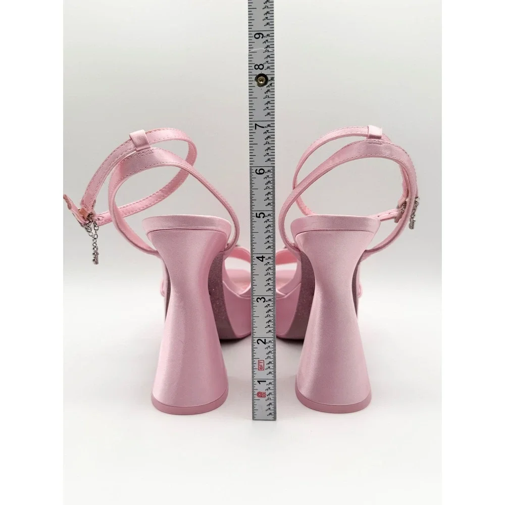 Barbie x Aldo Pink Satin Platform Sandals Heels Y2K Barbiecore Coquette (9)
